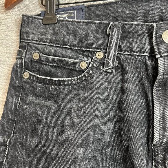 Abercrombie & Fitch Jean Shorts Women 26W (30x9 Actual) Stretch Cut Off Black - Picture 4 of 12